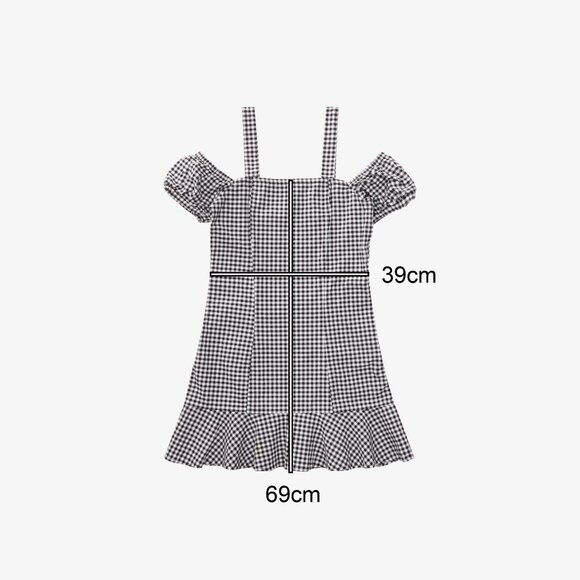 H&M Gingham Cold-Shoulder Mini Dress 🖤🤍☀️ - Picture 5 of 5